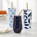 Blue Bay Dot Pattern Stainless Steel Wine Tumbler With Straw