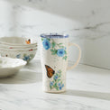 Butterfly Meadow Blue Flowers Stainless Steel Car Coffee Mug