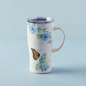 Butterfly Meadow Blue Flowers Stainless Steel Car Coffee Mug