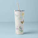 Butterfly Meadow Cream Stainless Steel Tumbler With Straw