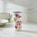 Butterfly Meadow Pink Flowers Stainless Steel Car Coffee Mug