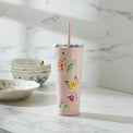 Butterfly Meadow Pink Stainless Steel Tumbler With Straw