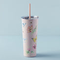 Butterfly Meadow Pink Stainless Steel Tumbler With Straw
