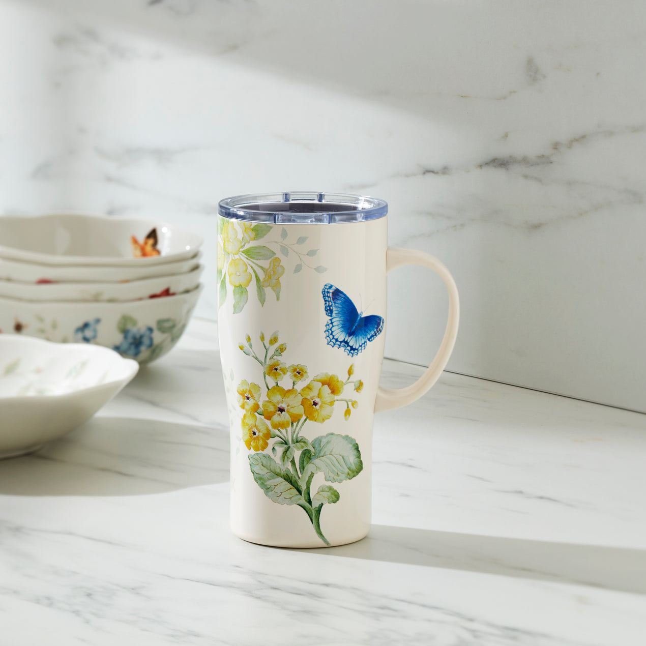 Butterfly Meadow Yellow Stainless Car Coffee Mug – Lenox Corporation