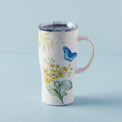Butterfly Meadow Yellow Flowers Stainless Steel Car Coffee Mug
