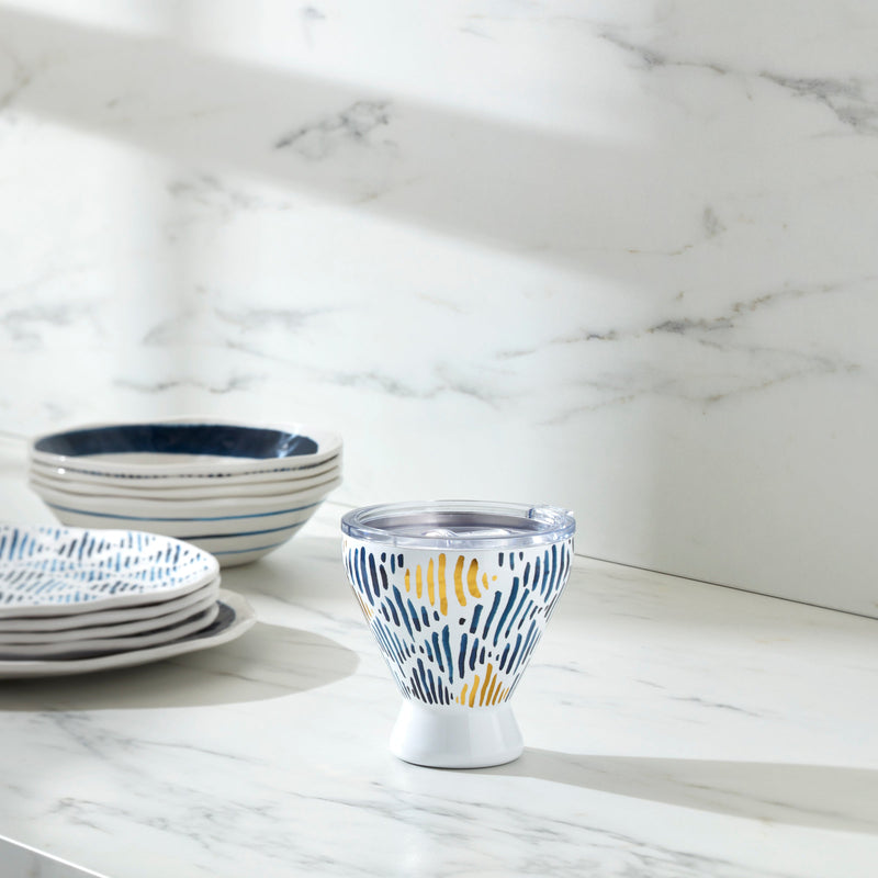 Blue Bay Ikat Pattern Stainless Steel Cocktail Tumbler