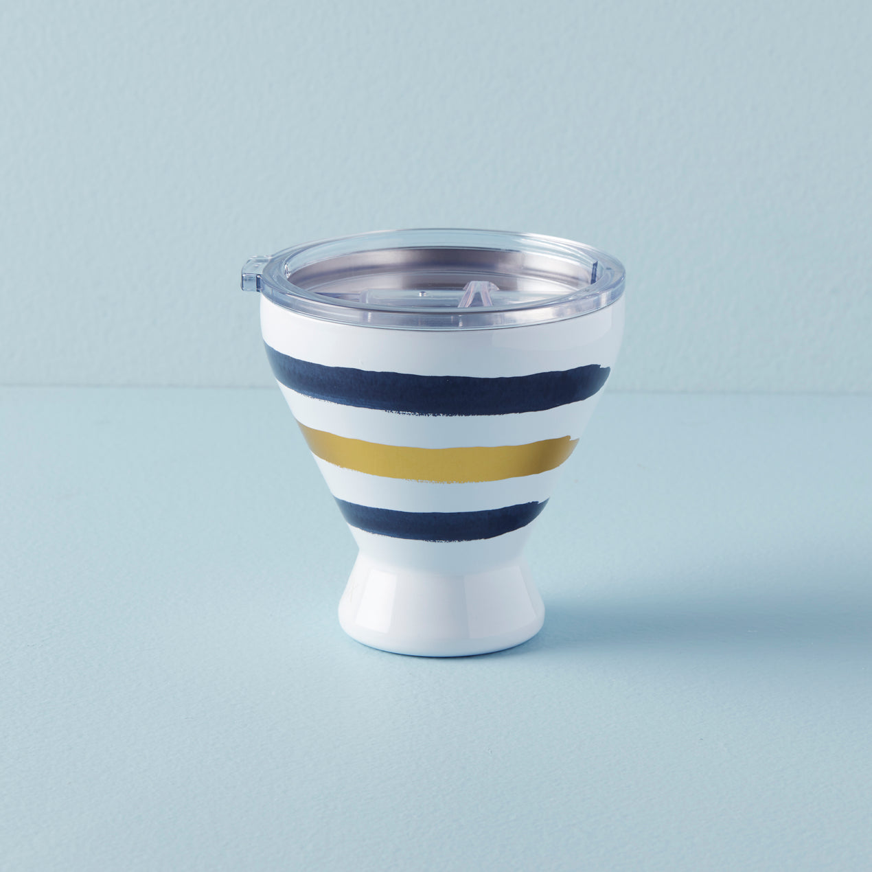 cambridge silversmiths Blue Bay Stripe Pattern Stainless Steel Cocktail Tumbler