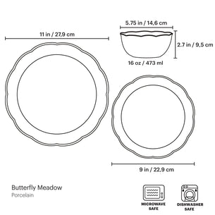 Butterfly Meadow Holiday 12-Piece Dinnerware Set