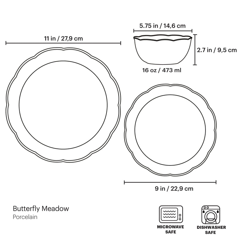 Butterfly Meadow Holiday 12-Piece Dinnerware Set