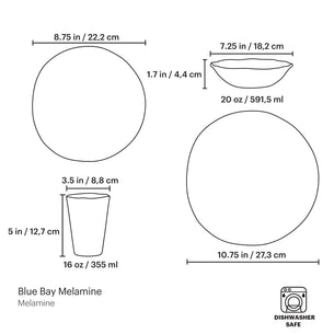 Blue Bay Melamine 16-Piece Dinnerware Set