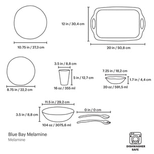 Blue Bay Melamine 20-Piece Dinnerware Set