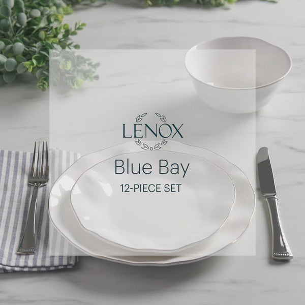 Blue Bay White 12-Piece Dinnerware Set