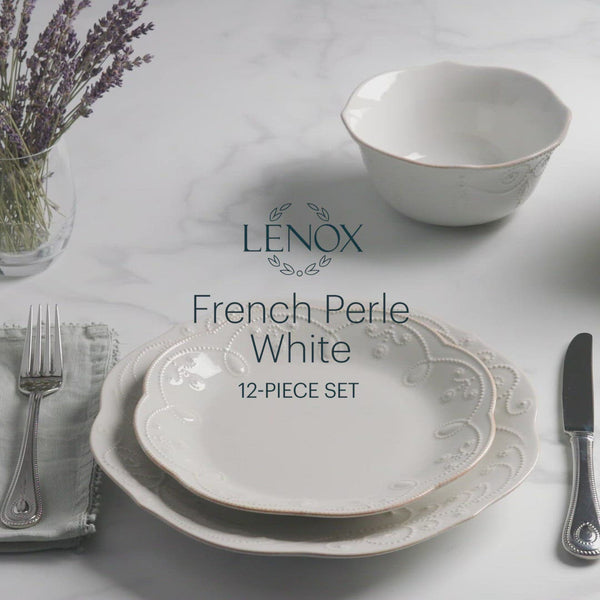 French Perle 12-Piece Plate & Bowl Dinnerware Set
